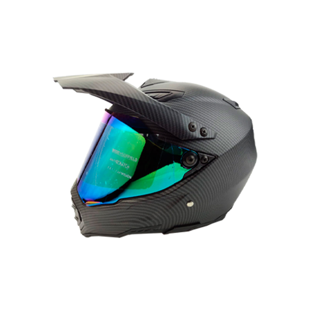 CASCO CROSS KOV PARA MOTO MODELO CITY KX1 CARBON TEXTURA MATE CON MICA TORNASOL