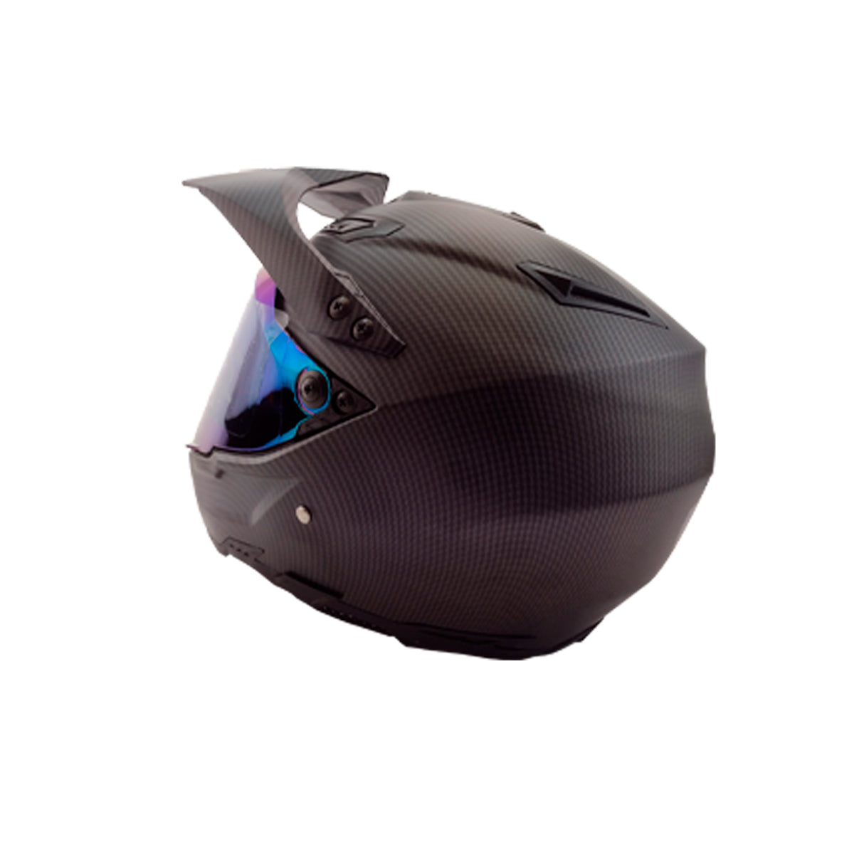 CASCO CROSS KOV PARA MOTO MODELO CITY KX1 CARBON TEXTURA MATE CON MICA TORNASOL